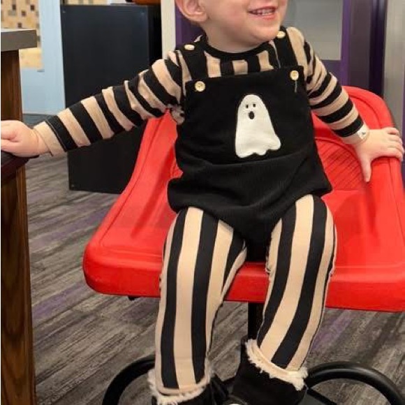 Black Ghost Applique Overalls - Picture 1 of 4
